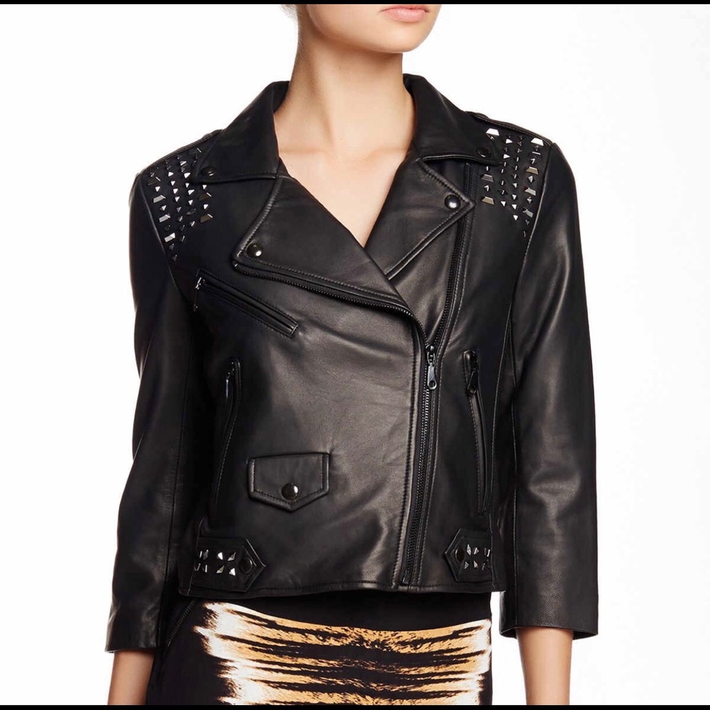 Rebecca Minkoff genuine lamb leather biker jacket